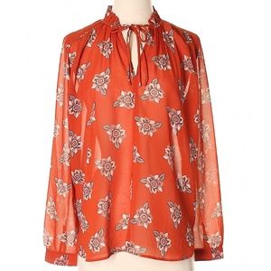 Ann Taylor LOFT Semi-Sheer Faraway Floral Blouse